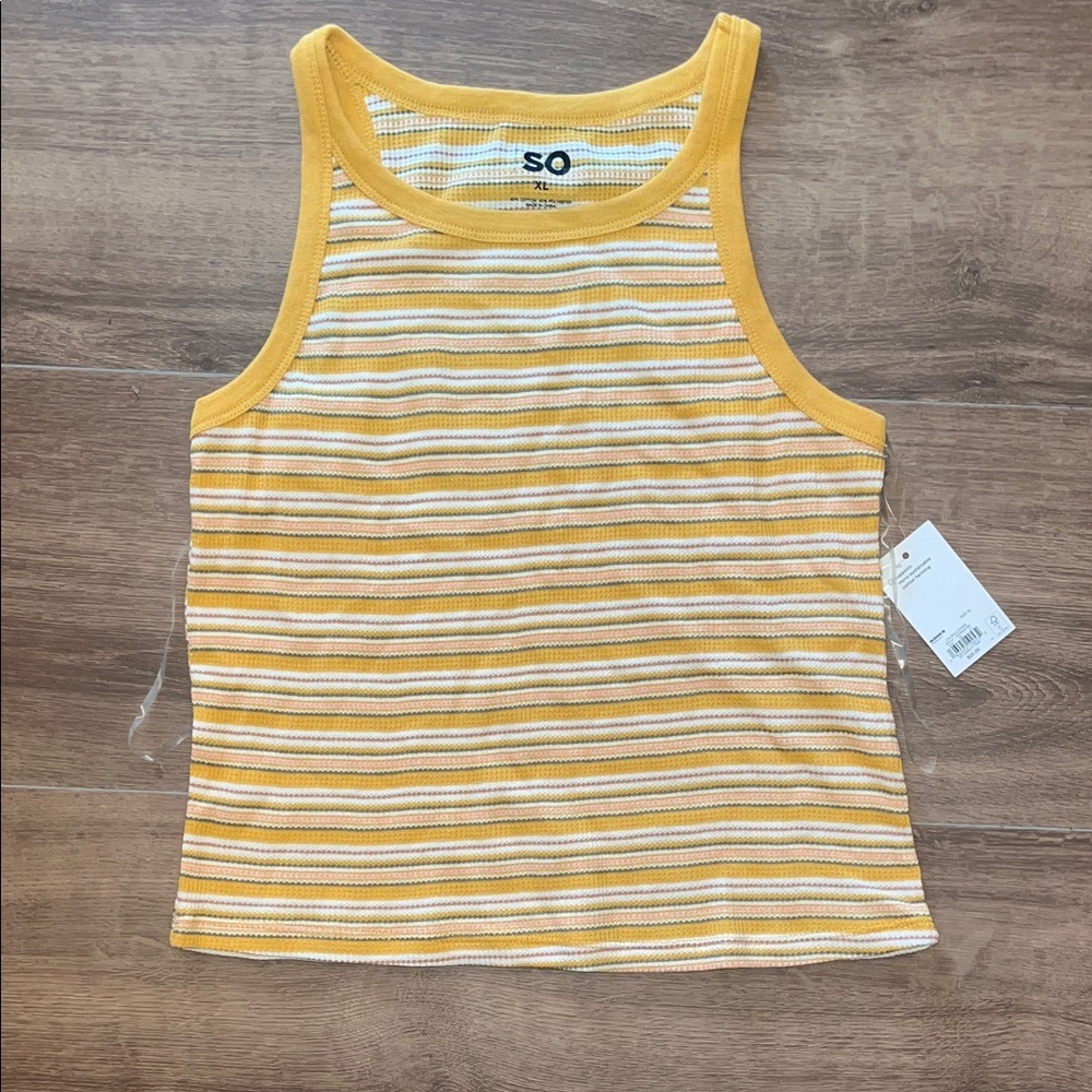 SO Kids Yellow and White Striped Tank Top